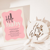 Moderne Hello Baby Strawberry & Cream Baby Shower