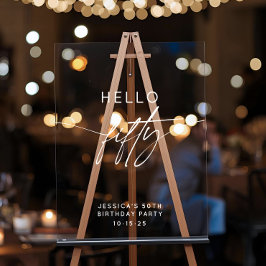 Moderne Hello Fifty 50ste verjaardagsfeest welkom Acryl Bord