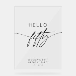 Moderne Hello Fifty 50ste verpartij Welcome Acryl Bord