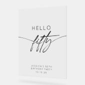 Moderne Hello Fifty 50ste verpartij Welcome Acryl Bord (Hoek)