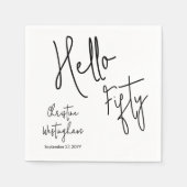 Moderne Hello Fifty Script 50ste verjaardag Cockta Servet (Voorkant)