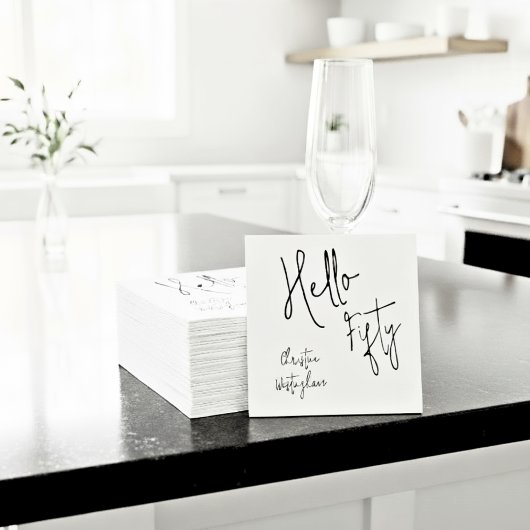 Moderne Hello Fifty Script 50ste verpartij feest Servet