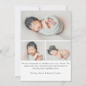 Moderne Hello Script Pasgeboren Baby Foto Geboorte Aankondiging (Achterkant)