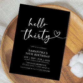 Moderne Hello Thirty Zwart-wit 30e verjaardag Kaart