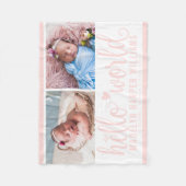 Moderne Hello World Blush Roze Fotocollage Fleece Deken (Voorkant)