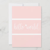 Moderne Hello World Foto Blush Roze Geboorte Stat Aankondiging (Achterkant)