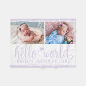 Moderne Hello World Lavendel Paarse Foto Collage Fleece Deken (Voorkant (Horizontaal))