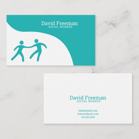 Moderne Help White en Blue Social Work Visitekaartje (Voorkant / Achterkant)