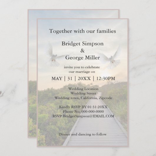 moderne hemel trap heilige huwelijksuitnodiging (Voorkant / Achterkant)