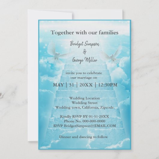 moderne hemel trap heilige huwelijksuitnodiging (Voorkant)