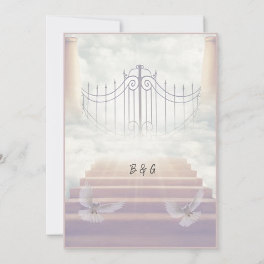 moderne hemel trap heilige huwelijksuitnodiging (Achterkant)