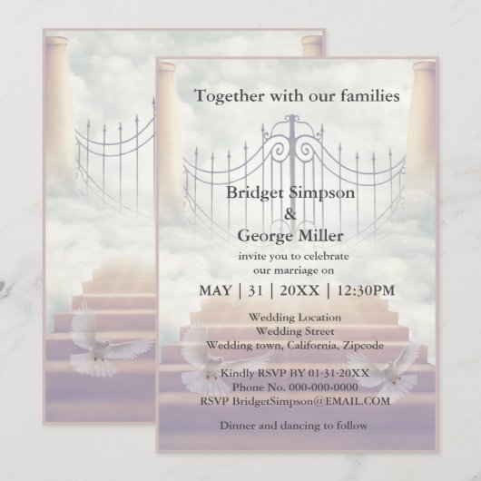 moderne hemel trap heilige huwelijksuitnodiging (Voorkant / Achterkant)