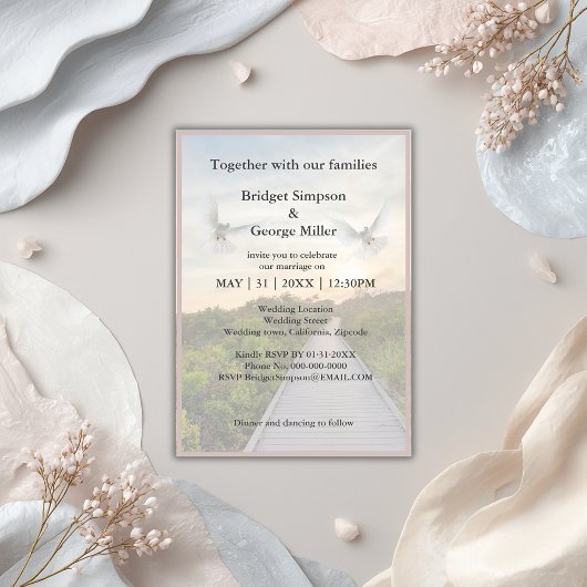 moderne hemel trap heilige huwelijksuitnodiging