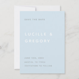 Moderne Hemelblauwe Redactioneel Kleine Letters Gr Save The Date
