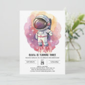 Moderne hemelonderzoeker astronaut verjaardag kaart (Staand voorkant)