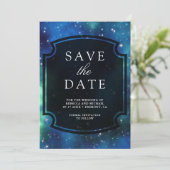 Moderne Hemelruimtesterrenstelsel Bruiloft Save The Date (Staand voorkant)