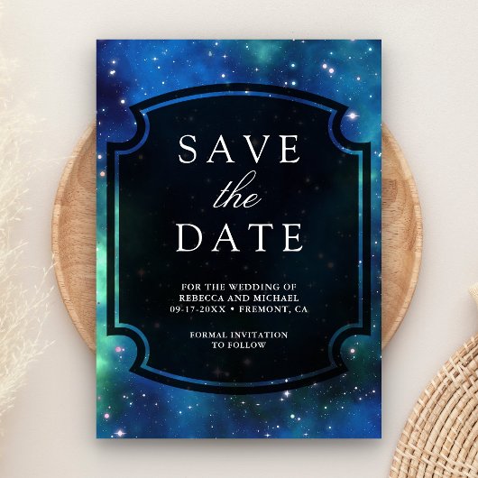 Moderne Hemelruimtesterrenstelsel Bruiloft Save The Date