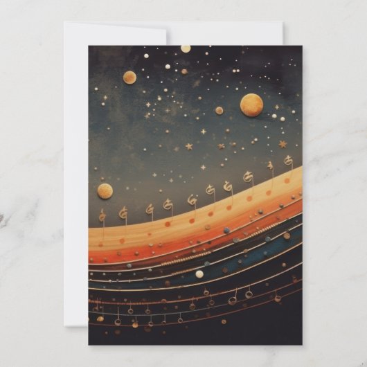 Moderne hemelse muzikale maan Galaxy bruiloft Kaart (Achterkant)