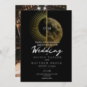 Moderne Hemelse Zon en Maan bruiloft Kaart (Voorkant / Achterkant)