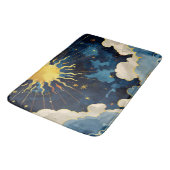 Moderne Hemelse Zon, Sterren en Blauwe Wolken Badmat (Gekanteld)