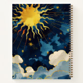 Moderne Hemelse Zon Sterren Wolken Schetsboek Notitieboek (Achterkant)
