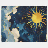 Moderne hemelse zonsterren en blauwe wolken fleece deken (Voorkant (Horizontaal))