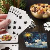 Moderne hemelse zonsterren en blauwe wolken pokerkaarten (Insitu)