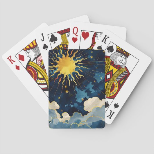 Moderne hemelse zonsterren en blauwe wolken pokerkaarten (Achterkant)