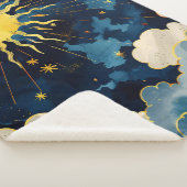 Moderne hemelse zonsterren en blauwe wolken sherpa deken (3/4)