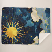Moderne hemelse zonsterren en blauwe wolken sherpa deken (Voorkant (horizontaal))