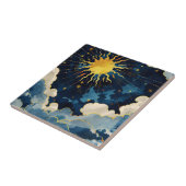 Moderne hemelse zonsterren en blauwe wolken tegeltje (Zijkant)