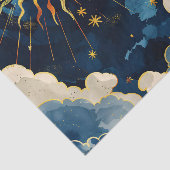 Moderne hemelse zonsterren en blauwe wolken tissuepapier (Detail)