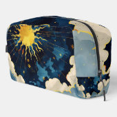 Moderne hemelse zonsterren en blauwe wolken toilettasje (Rechterhoek)