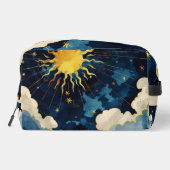 Moderne hemelse zonsterren en blauwe wolken toilettasje (Achterkant)