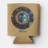 Moderne hemelstelsel zon maan monogram blikjeskoeler (Voorkant)