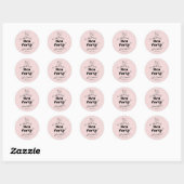 Moderne Hen Party Aangepaste Naam | Roze Blush Ronde Sticker (Vel)