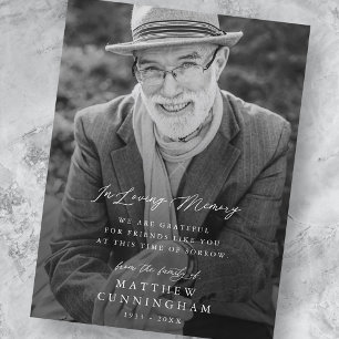 Moderne Herdenking Simpel Ter Nagedachtenis Foto Briefkaart