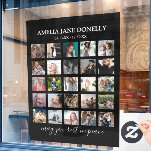 Moderne herdenkings collage met 25 foto's raamsticker (Cafe Raam)