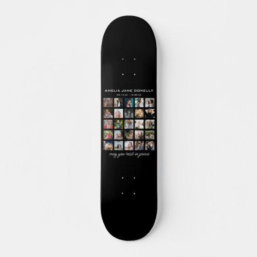 Moderne herdenkingscollage van 25 foto's persoonlijk skateboard (Voorkant)