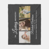 Moderne herdenkingsdeken met 3 foto's collage fleece deken (Voorkant)