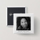 Moderne herdenkingsfoto begrafenis vierkante button 5,1 cm (Voorkant /achterkant)