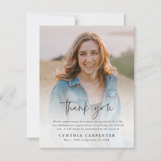 Moderne herdenkingsfoto van de begrafenis bedankkaart (Voorkant)