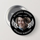 Moderne herdenkingsfoto van de begrafenis ronde button 7,6 cm (Voorkant /achterkant)