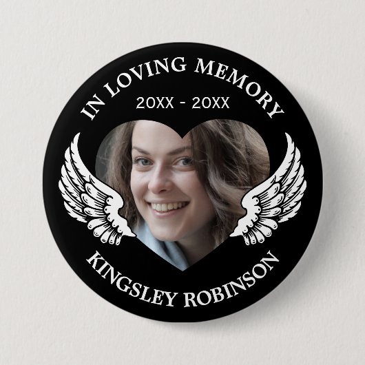 Moderne herdenkingsfoto van de begrafenis ronde button 7,6 cm (Voorkant)