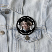 Moderne herdenkingsfoto van de begrafenis ronde button 7,6 cm (In situ)