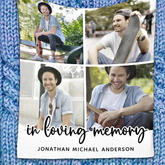 Moderne herdenkingsfotocollage in liefdevolle heri fleece deken