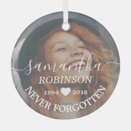 Moderne herdenkingskerst glas ornament