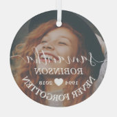 Moderne herdenkingskerst glas ornament (Achterkant)