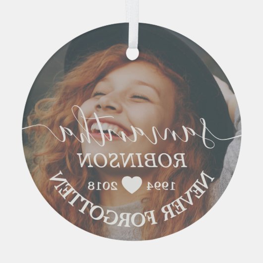 Moderne herdenkingskerst glas ornament (Achterkant)