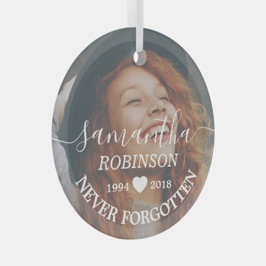 Moderne herdenkingskerst glas ornament (Voorkant Rechts)